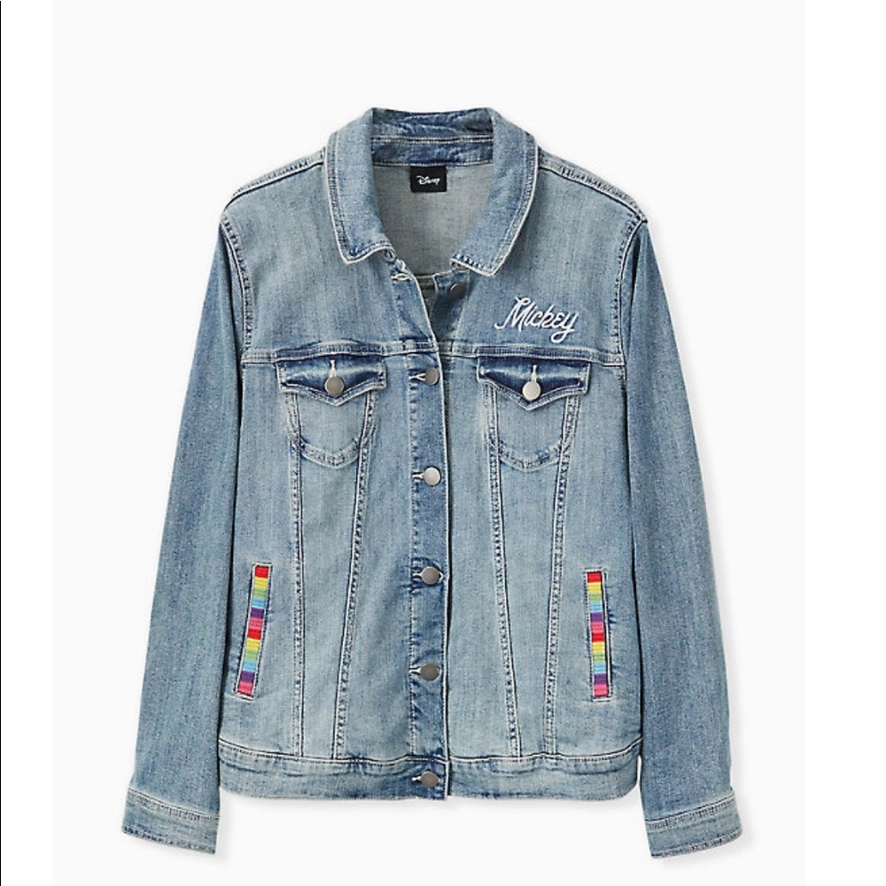 Torrid Sz 0 Disney Mickey Rainbow Denim Jacket - Picture 2 of 5